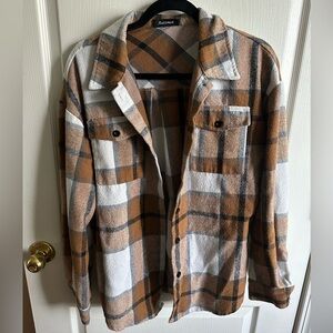 Oversized Plaid Flannel Jacket for Women